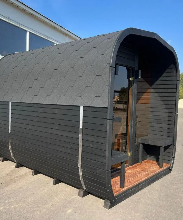 Moderne Buet Tønde Sauna L Formet – Brændeovn/EL – 8/9 Per - Image 5
