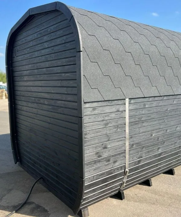 Moderne Buet Tønde Sauna L Formet – Brændeovn/EL – 8/9 Per - Image 8